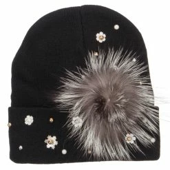 Something Special Flat Fur Snow Flake Cuff Beanie -Adams Shop fw003di black 5