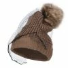 Jeanne Simmons Faux Fur Pom Beanie With Netting -Adams Shop fx002bf taupe 1