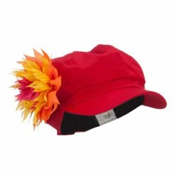 E4Hats Flower Cotton Elastic Newsboy Youth Cap 37 E4Hats Flower Cotton Elastic Newsboy Youth Cap -Adams Shop fy002nb red 1