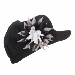 E4Hats Flower Cotton Elastic Newsboy Youth Cap 26 E4Hats Flower Cotton Elastic Newsboy Youth Cap -Adams Shop fy003nb black 5