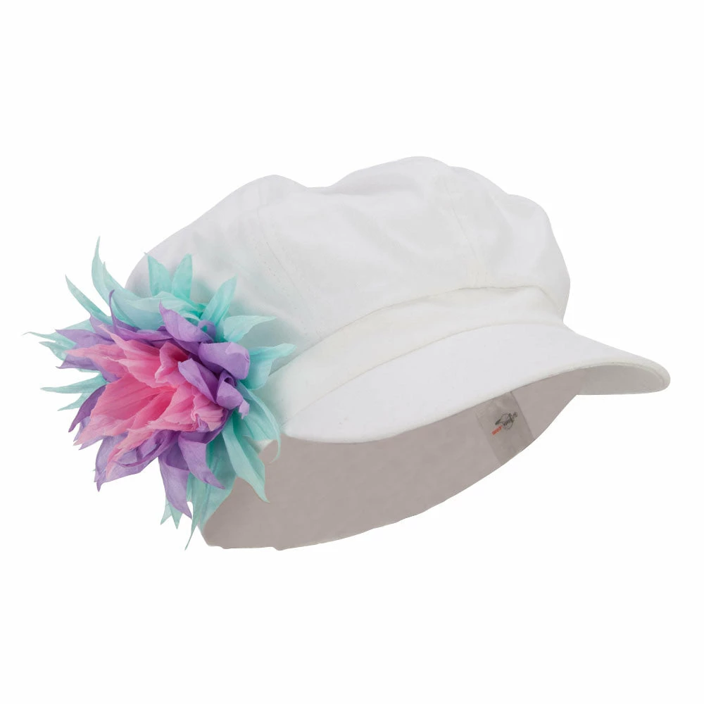E4Hats Flower Cotton Elastic Newsboy Youth Cap 8 E4Hats Flower Cotton Elastic Newsboy Youth Cap - Image 6