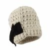 Jeanne Simmons Girl's Acrylic Beanie With Crushed Large Velvet Bow -Adams Shop ga001ps cream 1