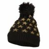 Something Special Gold Lurex Stars Pom Cuff Long Beanie -Adams Shop gl001di black 1