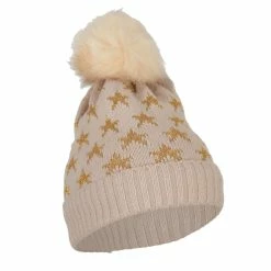 Something Special Gold Lurex Stars Pom Cuff Long Beanie -Adams Shop gl004di taupe 4