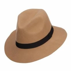 Hatiya Women's Wool Felt Big Brim Fedora 41 Hatiya Women's Wool Felt Big Brim Fedora -Adams Shop gm002cf tan 5