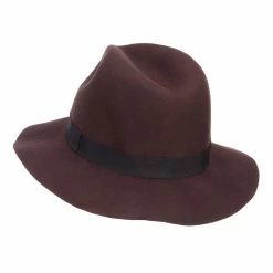 Hatiya Women's Wool Felt Big Brim Fedora 68 Hatiya Women's Wool Felt Big Brim Fedora -Adams Shop gm003cf brown 2