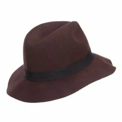 Hatiya Women's Wool Felt Big Brim Fedora 69 Hatiya Women's Wool Felt Big Brim Fedora -Adams Shop gm003cf brown 3