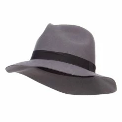 Hatiya Women's Wool Felt Big Brim Fedora 42 Hatiya Women's Wool Felt Big Brim Fedora -Adams Shop gm004cf grey 1