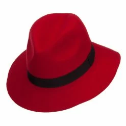 Hatiya Women's Wool Felt Big Brim Fedora 51 Hatiya Women's Wool Felt Big Brim Fedora -Adams Shop gm005cf red 5