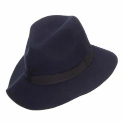 Hatiya Women's Wool Felt Big Brim Fedora 56 Hatiya Women's Wool Felt Big Brim Fedora -Adams Shop gm006cf navy 5