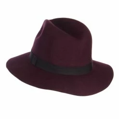 Hatiya Women's Wool Felt Big Brim Fedora 58 Hatiya Women's Wool Felt Big Brim Fedora -Adams Shop gm007cf burgundy 2