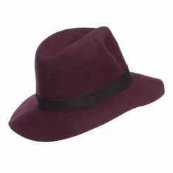 Hatiya Women's Wool Felt Big Brim Fedora 59 Hatiya Women's Wool Felt Big Brim Fedora -Adams Shop gm007cf burgundy 3