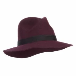 Hatiya Women's Wool Felt Big Brim Fedora 60 Hatiya Women's Wool Felt Big Brim Fedora -Adams Shop gm007cf burgundy 4