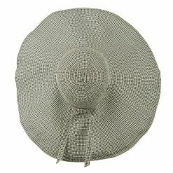 Jeanne Simmons Gingham Ribbon Crushable Sun Hat -Adams Shop gr001cr black white 5