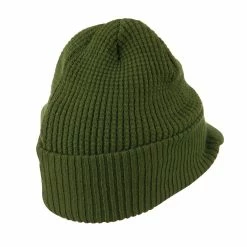 City Hunter Grid Pattern Cuff Beanie With Visor -Adams Shop gr001cv olive 3