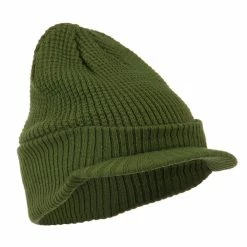 City Hunter Grid Pattern Cuff Beanie With Visor -Adams Shop gr001cv olive 4