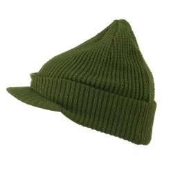 City Hunter Grid Pattern Cuff Beanie With Visor -Adams Shop gr001cv olive 5