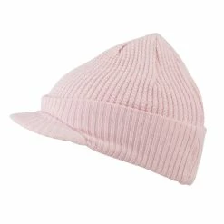 City Hunter Grid Pattern Cuff Beanie With Visor -Adams Shop gr002cv pink 5