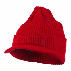 City Hunter Grid Pattern Cuff Beanie With Visor -Adams Shop gr003cv red 1