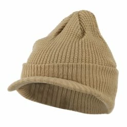 City Hunter Grid Pattern Cuff Beanie With Visor -Adams Shop gr004cv khaki 1
