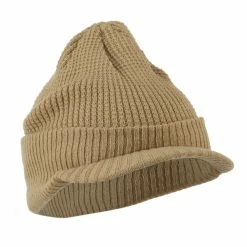 City Hunter Grid Pattern Cuff Beanie With Visor -Adams Shop gr004cv khaki 4