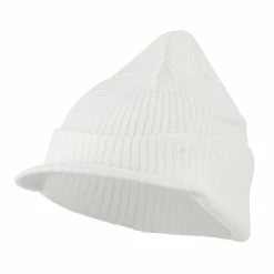 City Hunter Grid Pattern Cuff Beanie With Visor -Adams Shop gr005cv white 1