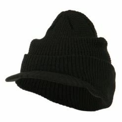 City Hunter Grid Pattern Cuff Beanie With Visor -Adams Shop gr007cv black 1