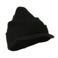 City Hunter Grid Pattern Cuff Beanie With Visor -Adams Shop gr007cv black 4