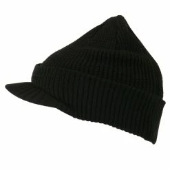 City Hunter Grid Pattern Cuff Beanie With Visor -Adams Shop gr007cv black 5