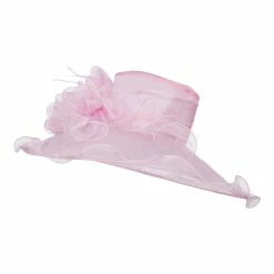 Something Special Ruffled Flower Organza Hat With Net -Adams Shop gz002fy pink 1