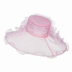 Something Special Ruffled Flower Organza Hat With Net -Adams Shop gz002fy pink 2