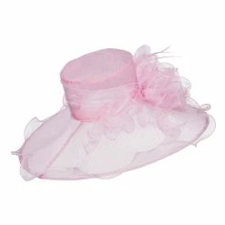 Something Special Ruffled Flower Organza Hat With Net -Adams Shop gz002fy pink 3