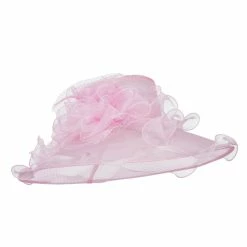 Something Special Ruffled Flower Organza Hat With Net -Adams Shop gz002fy pink 4