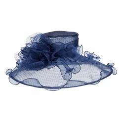 Something Special Ruffled Flower Organza Hat With Net -Adams Shop gz003fy navy 5
