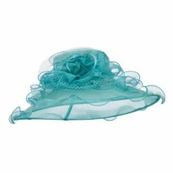 Something Special Ruffled Flower Organza Hat With Net -Adams Shop gz005fy turquoise 4