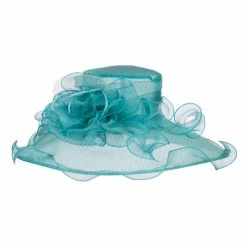 Something Special Ruffled Flower Organza Hat With Net -Adams Shop gz005fy turquoise 5