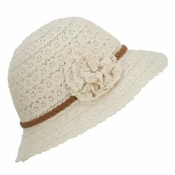 Jeanne Simmons Girl's Lace Flower Bucket Hat -Adams Shop hd001bh cream 5 1