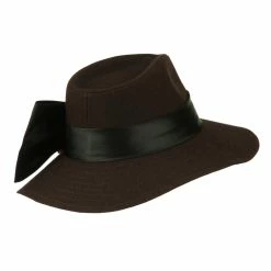 Hatiya Wide Brim Dressy Hat With Flower Decoration -Adams Shop hf002fp brown 3