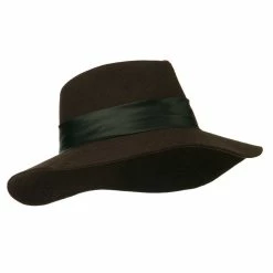 Hatiya Wide Brim Dressy Hat With Flower Decoration -Adams Shop hf002fp brown 4