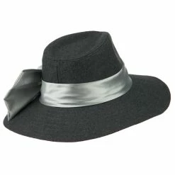 Hatiya Wide Brim Dressy Hat With Flower Decoration -Adams Shop hf003fp grey 3