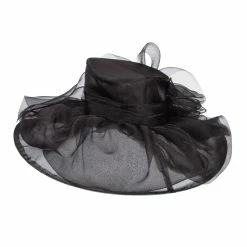 Something Special Horsehair Bow Layered Brim Organza Hat 33 Something Special Horsehair Bow Layered Brim Organza Hat -Adams Shop hh002fy black 2
