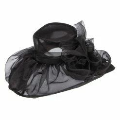 Something Special Horsehair Bow Layered Brim Organza Hat 34 Something Special Horsehair Bow Layered Brim Organza Hat -Adams Shop hh002fy black 3