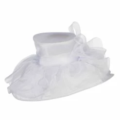 Something Special Horsehair Bow Layered Brim Organza Hat 39 Something Special Horsehair Bow Layered Brim Organza Hat -Adams Shop hh003fy white 3