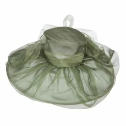 Something Special Horsehair Bow Layered Brim Organza Hat 23 Something Special Horsehair Bow Layered Brim Organza Hat -Adams Shop hh004fy olive 2