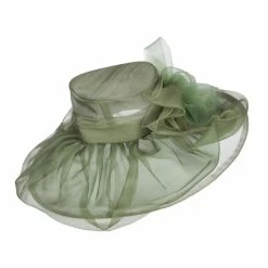Something Special Horsehair Bow Layered Brim Organza Hat 24 Something Special Horsehair Bow Layered Brim Organza Hat -Adams Shop hh004fy olive 3