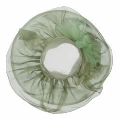 Something Special Horsehair Bow Layered Brim Organza Hat 26 Something Special Horsehair Bow Layered Brim Organza Hat -Adams Shop hh004fy olive 5