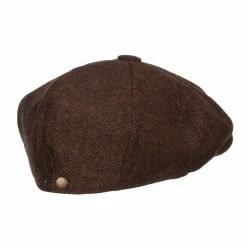 Jeanne Simmons Men's Herringbone Wool 8 Panel Newsboy -Adams Shop hl001aq brown 3