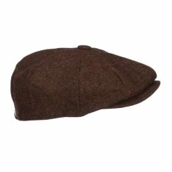 Jeanne Simmons Men's Herringbone Wool 8 Panel Newsboy -Adams Shop hl001aq brown 4