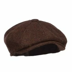 Jeanne Simmons Men's Herringbone Wool 8 Panel Newsboy -Adams Shop hl001aq brown 5