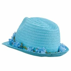 Something Special Women's Flower Lei Paper Fedora -Adams Shop if001cf turquoise 2 1